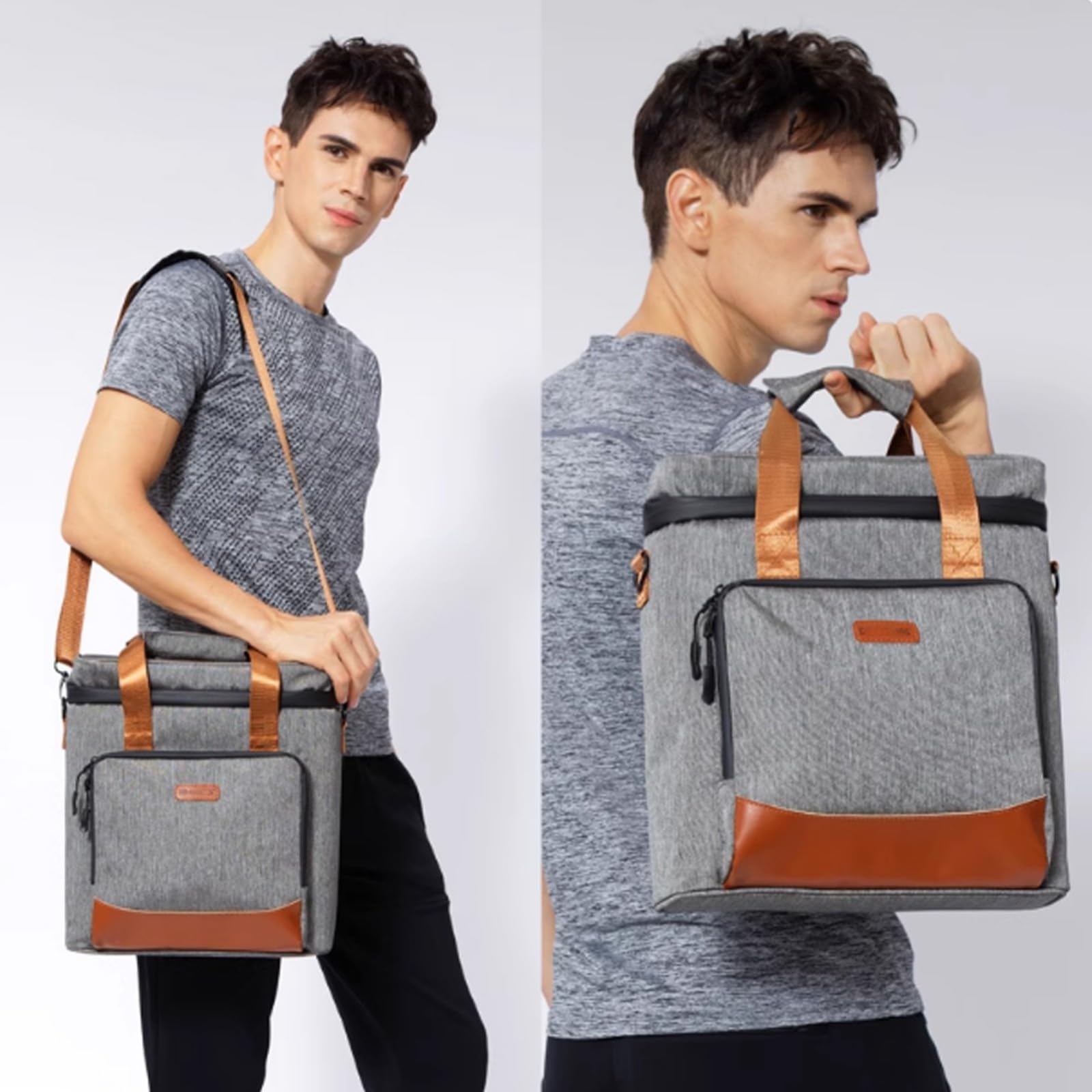 3 Bouteilles Bouteille de Vin et Champagne, Sac Isotherme Bouteille Vin avec Compartiments Amovibles et Bandoulières – Idéal Cadeau,Vin,Tourisme,Bateau,Noël,Pique-Nique,Camping(Grey)