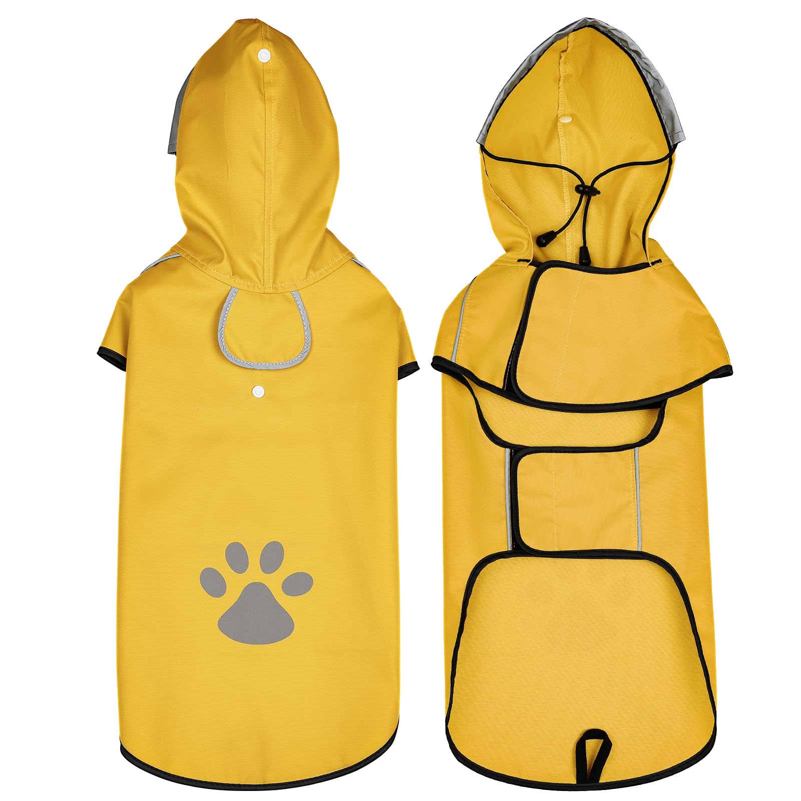 Impermeabile Cane Taglia Grande DQGHQME Regolabile Cappotto Impermeabile Cane con Cappuccio, Impermeabile per Cani, Antipioggia Cane con Nastro Riflettente e Foro per Colletto per Escursionismo- L