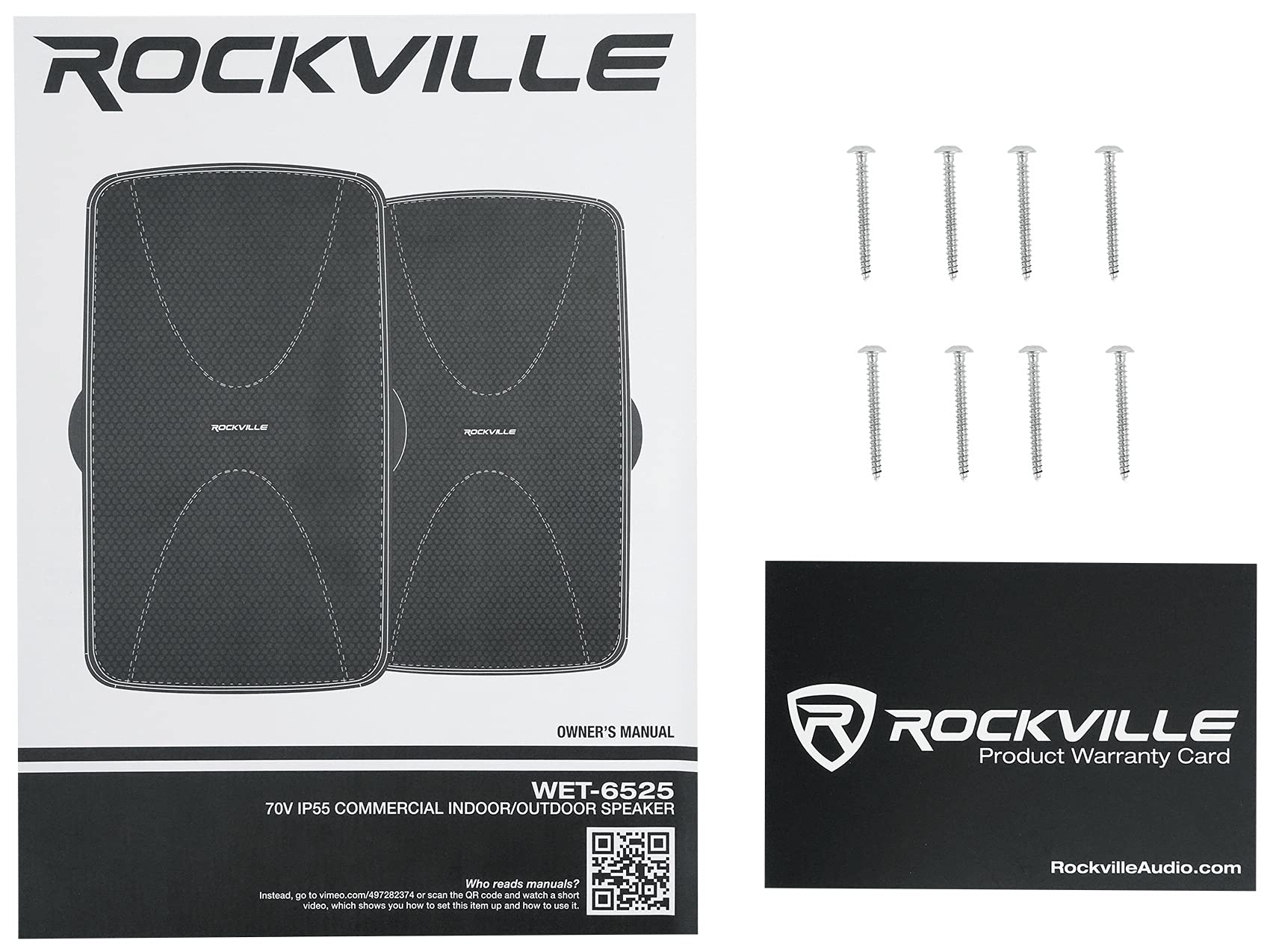 Audiosavings Bundle: (1) JBI CSMA180 80w Commercial 70v Amplifier Mixer for Restaurant/Bar/Cafe Bundle with (1) 2 Rockville WET-6525W 6.5