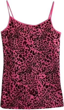 Striped Leopard Print Y2K Spaghetti Strap Cami Tank Top for Women