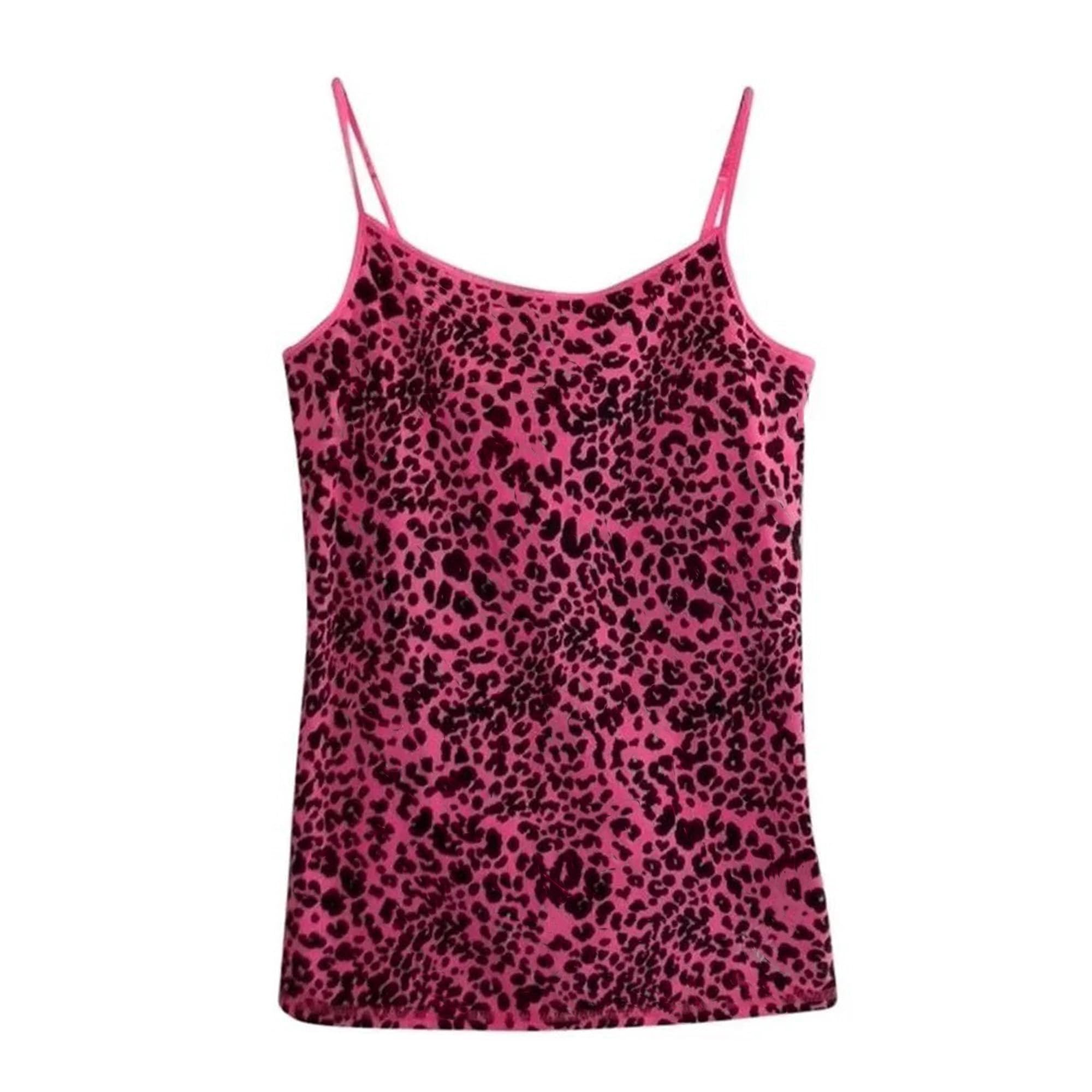 MANGMAO Striped Tank Top Y2k 2000s Leopard Emo Grunge Mcbling Spaghetti Strap Tops Teen Girls Women Cheetah Cami