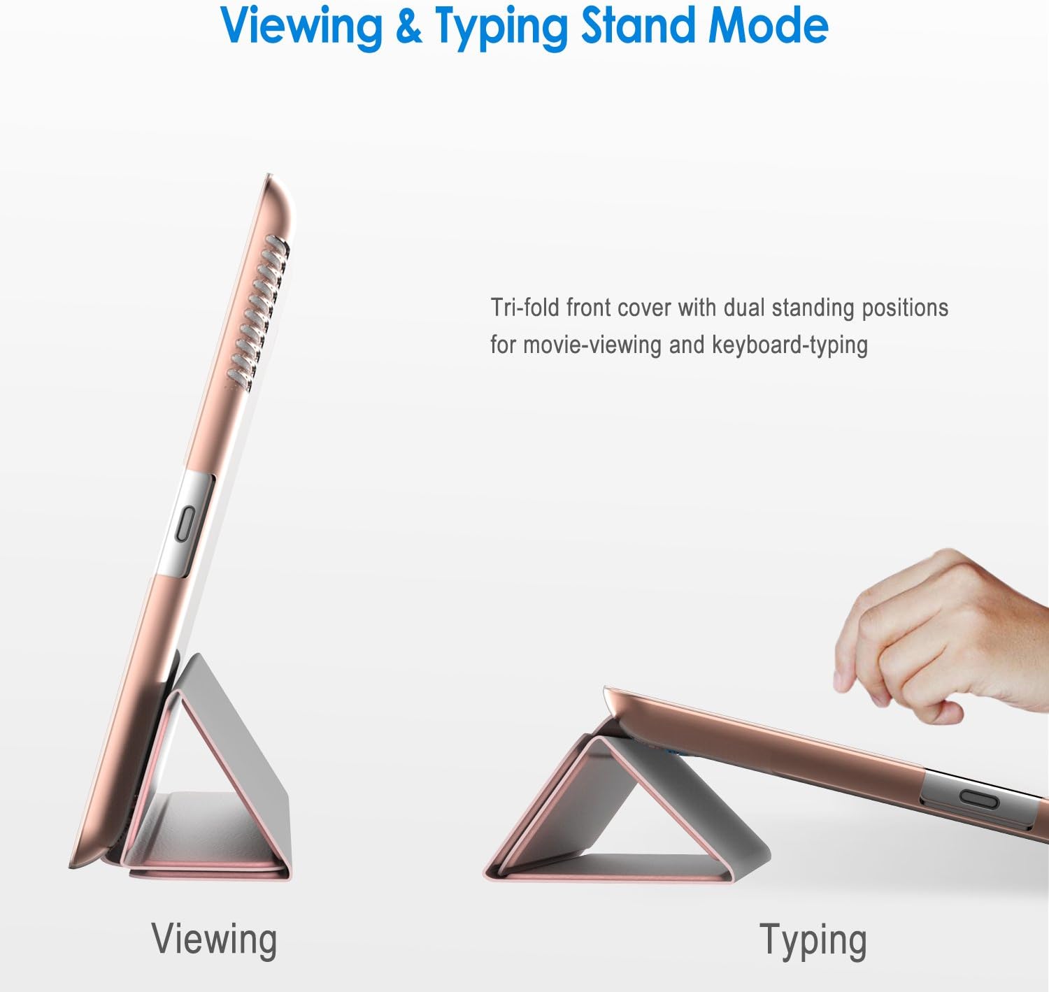 JETech Case for iPad 2 3 4 (Oldest Models), Smart Cover Auto Wake/Sleep, Rose Gold