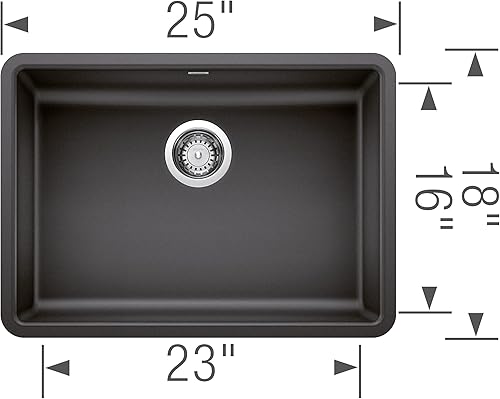 Miniatura 2 de BLANCO 442543 Precis - Fregadero de cocina, 25 pulgadas de largo x 18 pulgadas de ancho, antracita