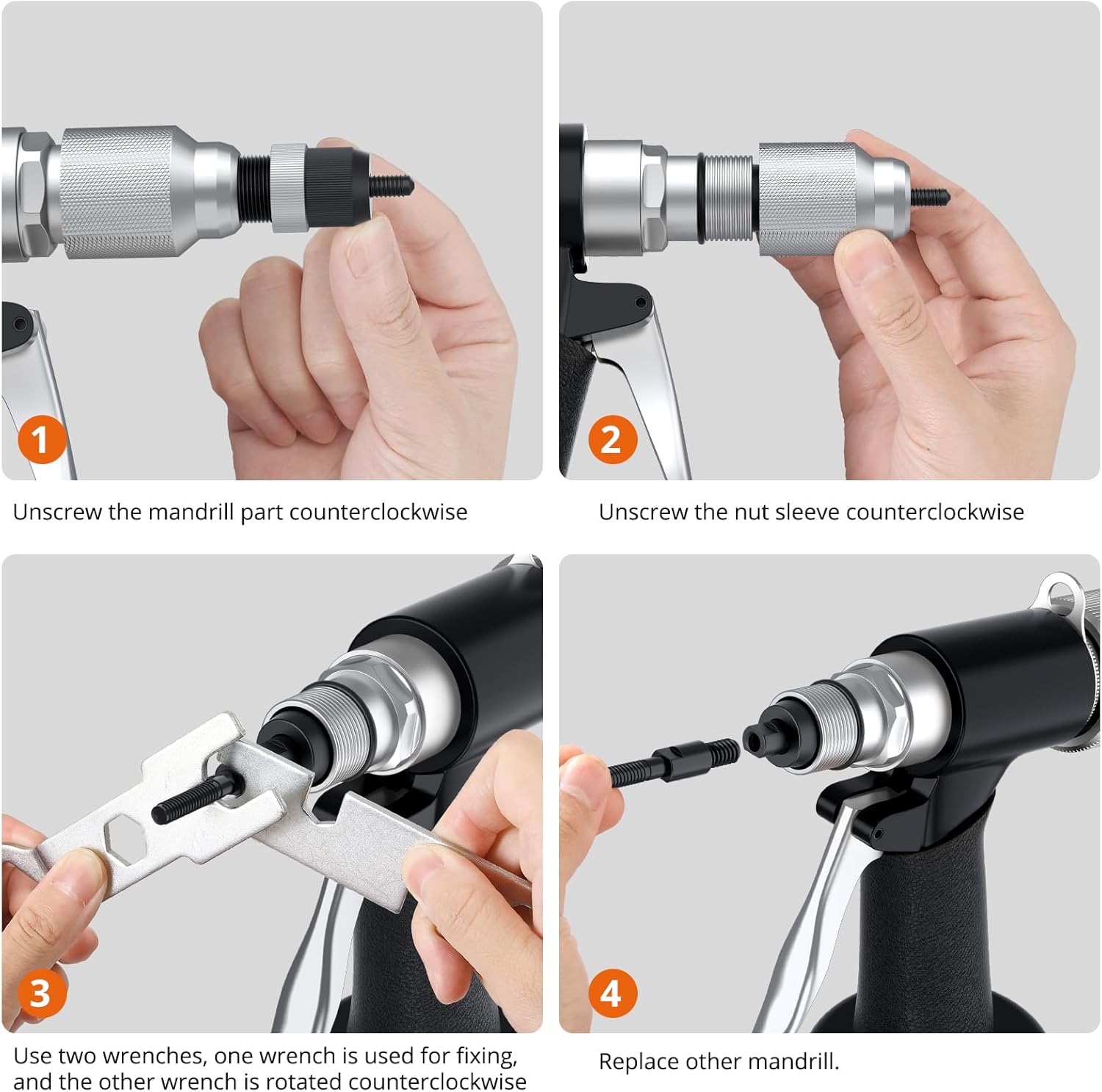 Proster Pneumatic Hydraulic Rivet Nut Set - 3086LBF Heavy-Duty Riveters Setting Kit for M4 M5 M6 M8 M10 1/4" 5/16" 3/8" Nuts with Storage Case (Black)