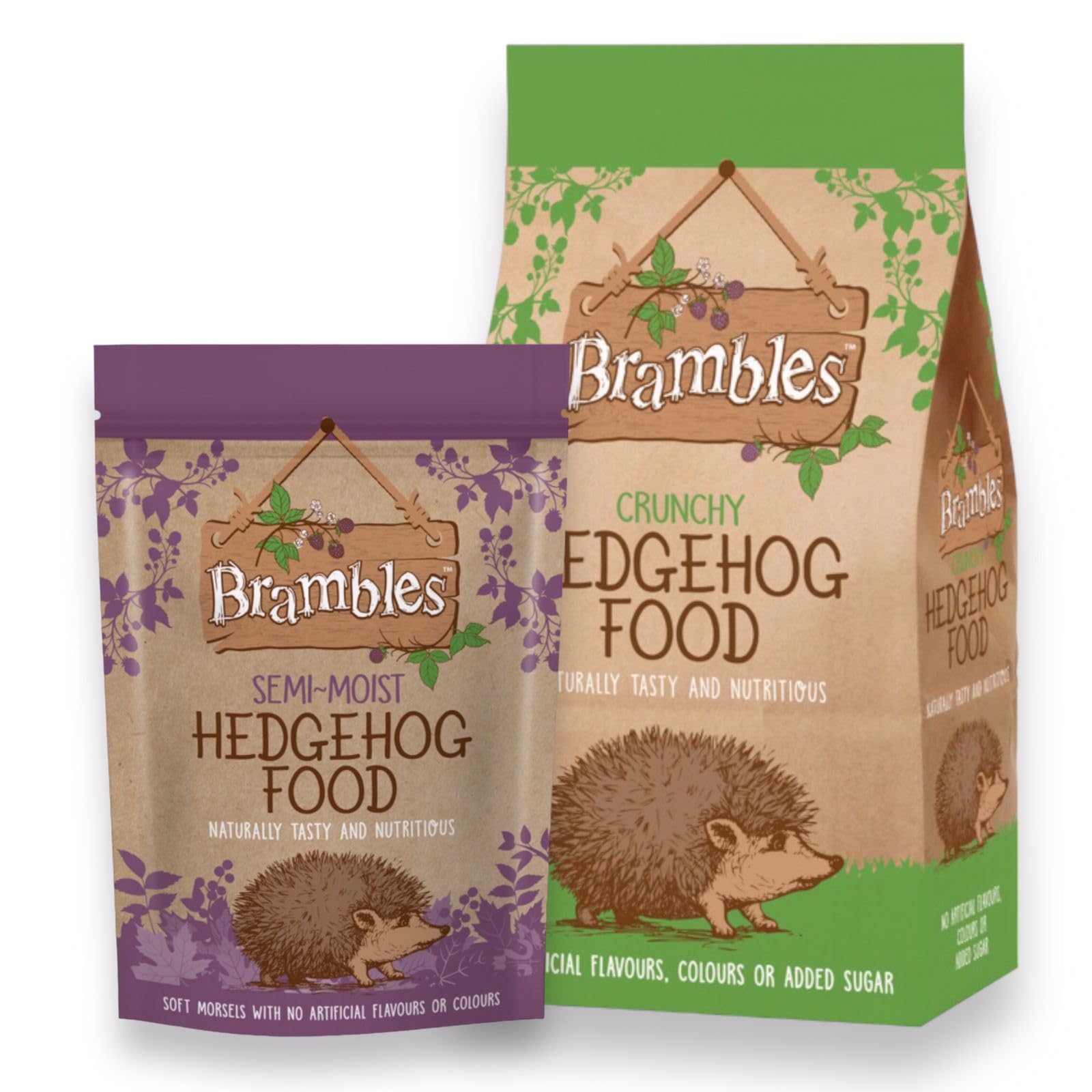 Brambles Hedgehog Food Semi-Moist 850g & Crunchy 2kg Complementary Food with Balanced Nutrients, Vitamins & Minerals Also Suitable for Badgers and Foxes