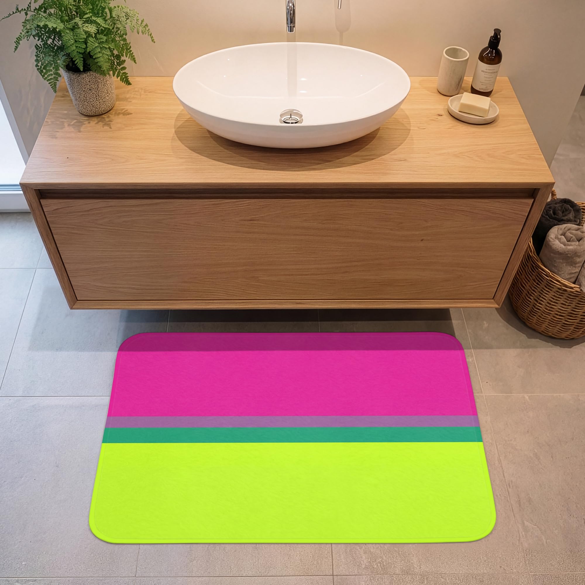 Alfombras Baño Rectangular 90x60 cm Alfombra Ducha Lavable Tapete Bath Mat Non Slip Antideslizante Bathroom Decoracion Shower Rayas - Moderno - Colorido