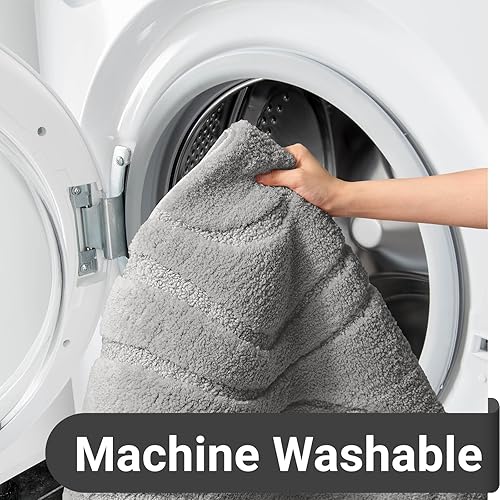 Miniatura 7 de DEXDE Alfombras de baño, de microfibra suave y peluda, antideslizantes, para suelo de baño, lavable a máquina, absorbente, para bañera, color gris
