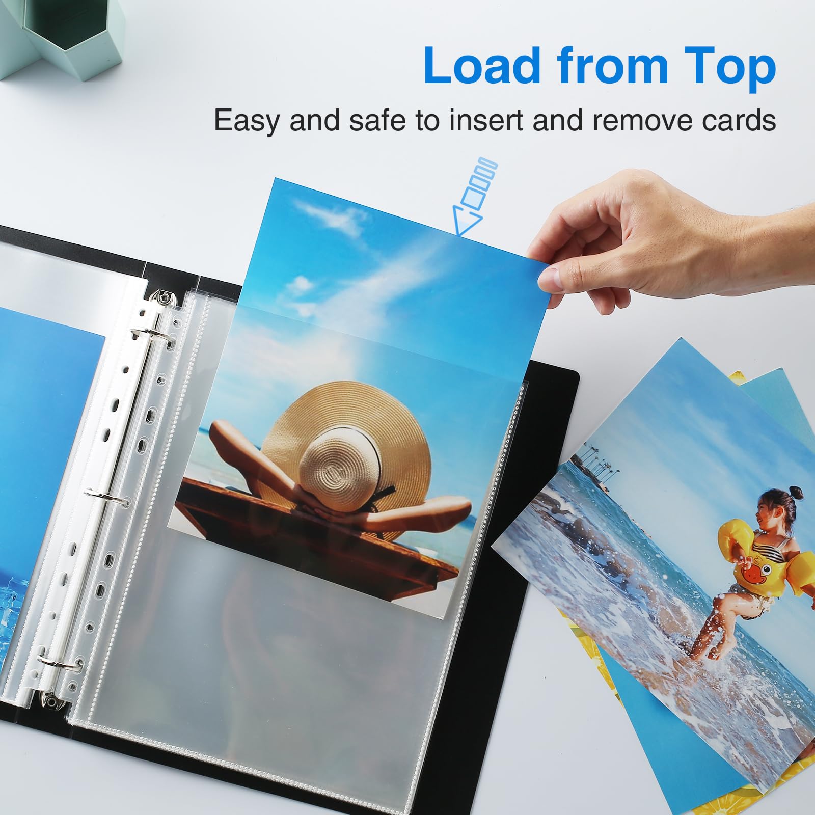 Sooez Paquete de 30 protectores de página de fotos resistentes (8 x 10 pulgadas, 60 fotos), fundas de plástico transparente para álbum de fotos para carpeta de 3 anillas, un bolsillo por página de