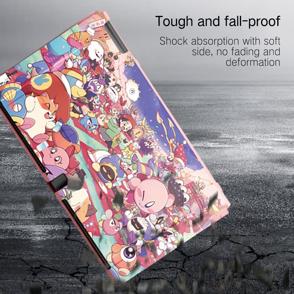 PERFECTSIGHT Cute Protective Case Compatible with Nintendo Switch OLED, Kawaii Soft Slim Cover, Hard Shell Dockable Case for NS Console and Joy-Con Controllers - Shock-Absorption Anti-Scratch, Kirby