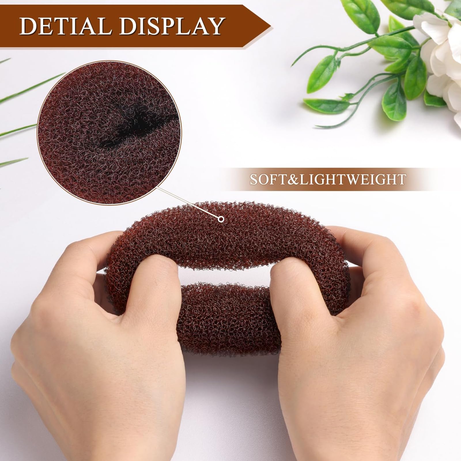 Donut Moño 4 Piezas con 20 Horquillas en Forma de U, Accesorios de Peinado Kit, para Bailarines Niñas y Mujeres (Marrón)