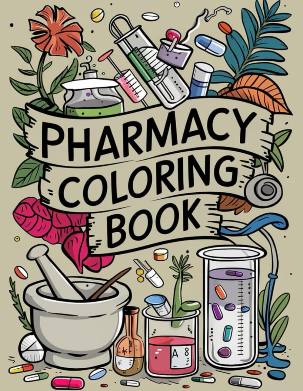Pharmacy Techs for Stress Relief: Therapeutic Pharmacy Coloring Book for Stress Relief