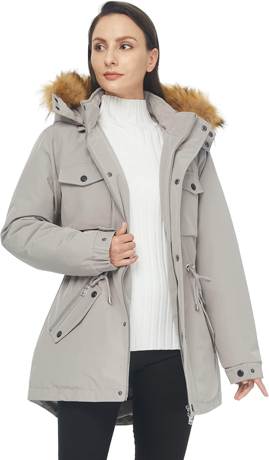 WenVen Women's Winter Waterproof Warm Parka Jacket with Detachable Fur Hood - Image 4