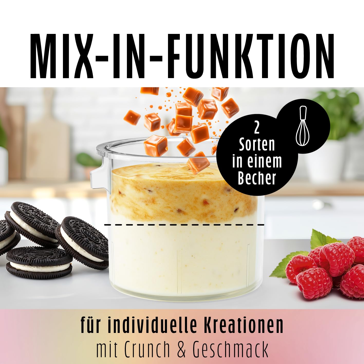 GOURMETmaxx SmoothUp Touch Eismaschine 700 Watt | Eismaschine 9 Programme + Mix-in-Funktion | Eiscreme-Maschine - Slushies & Eiscreme selber machen | Speiseeisbereiter LED Display, 2 Becher inklusive