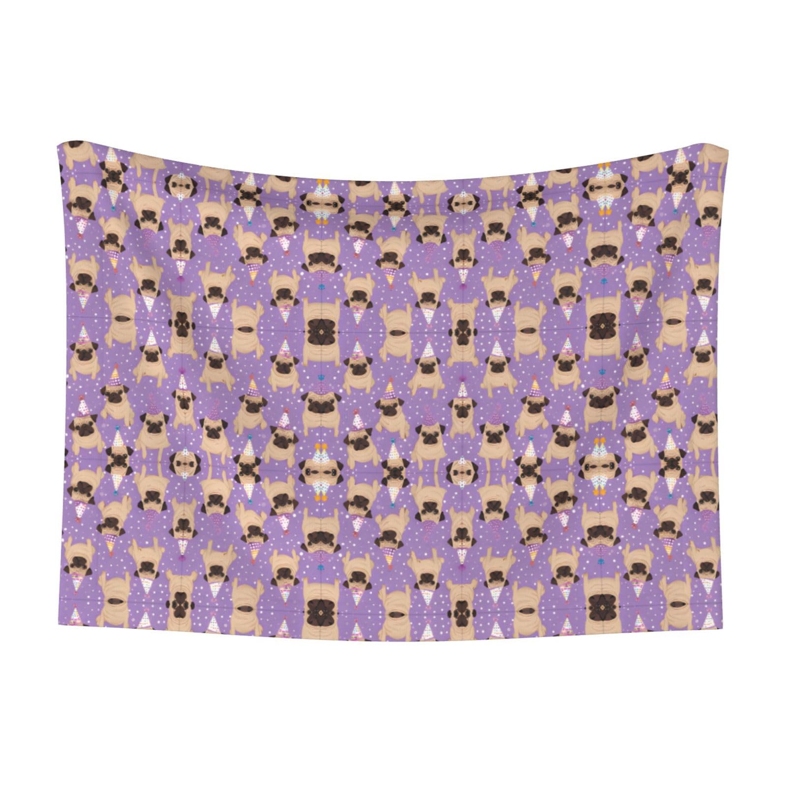 Funny Cartoon Pug Puppy Dog Pet Blanket Soft Plush Bedding for Dogs Cats Comfortable Warm Cuddly Pet Mat with Velvet