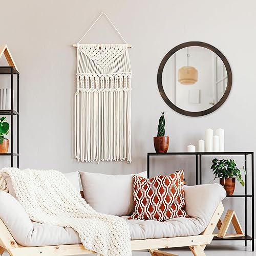 Miniatura 4 de JJUUYOU Espejo de pared circular rústico de 19.7 in para decoración del hogar, espejo redondo marrón antiguo para decoración de pared de baño,