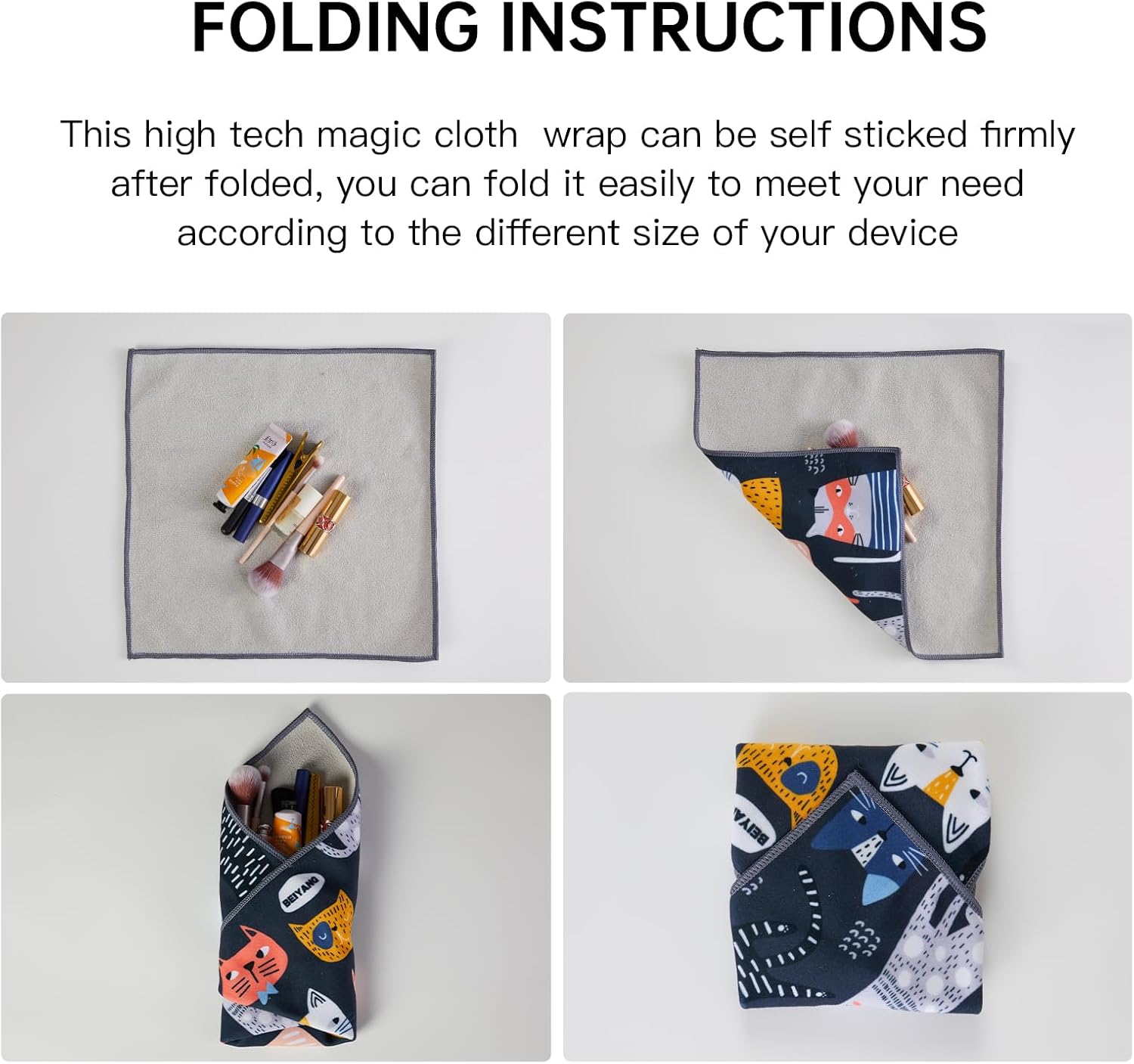 BEIYANG 17.7X17.7 Inch Camera Protective Wrap, Lens Protector Wrapper, Magic Self-Adhesive Cloth for Camera/Lens/Phone/DSLR/Laptop/Accessories, Anti Scratch Equipment Wrap Storage Pouch