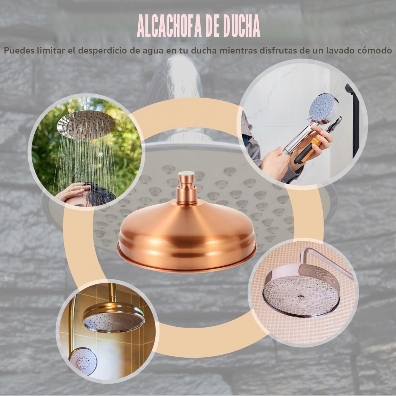 Angoily Cabezal De Ducha De Cobre 7.87 Pulgadas Alcachofa Fija Con Agujeros De Silicona Antical Agua Para Baños Modernos Y Relax