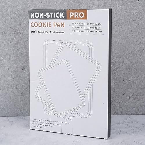 Miniatura 7 de Juego de 3 bandejas para hornear antiadherentes, de acero al carbono, de 15/13/9.5 pulgadas, para horno, tostadora, bandejas para hornear, bandeja