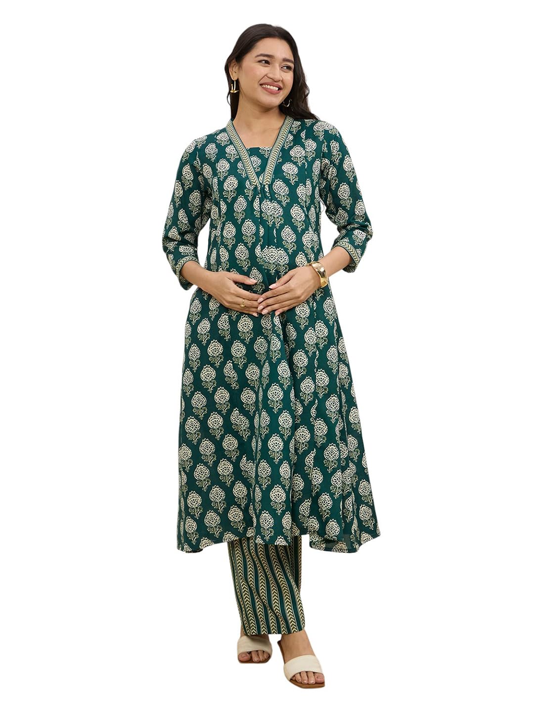 momtobe Maternity Kurta Set for Women | Cotton Pregnancy & Feeding Friendly Kurti Set | Comfortable Indian Ethnic Wear-picture-43