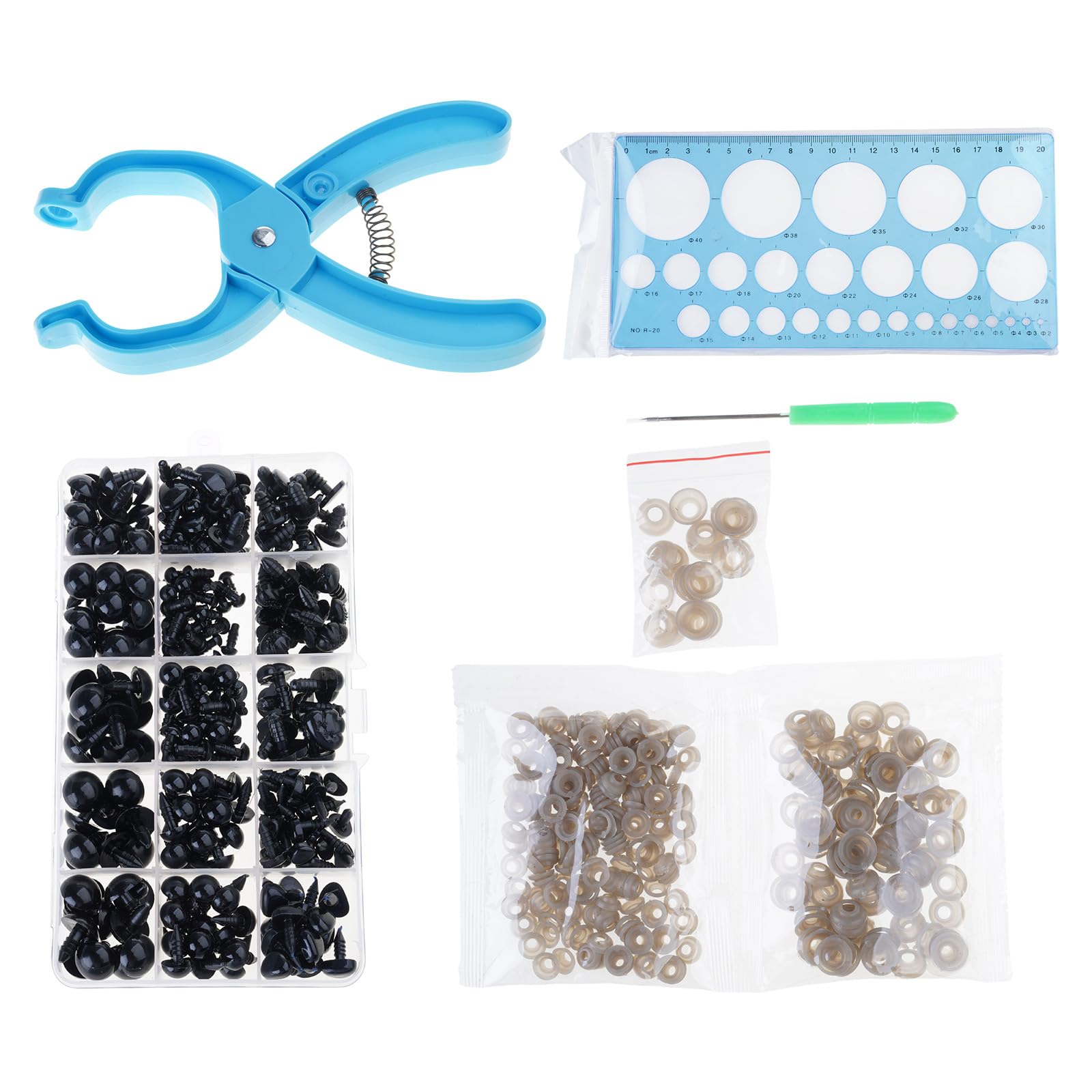 YROHGKPN 476Pcs Assorted Size Eye and Nose with Washers and Auxiliary Tool for Plush Doll Crochet Toy Crochet Doll Craft Eye Plier Set