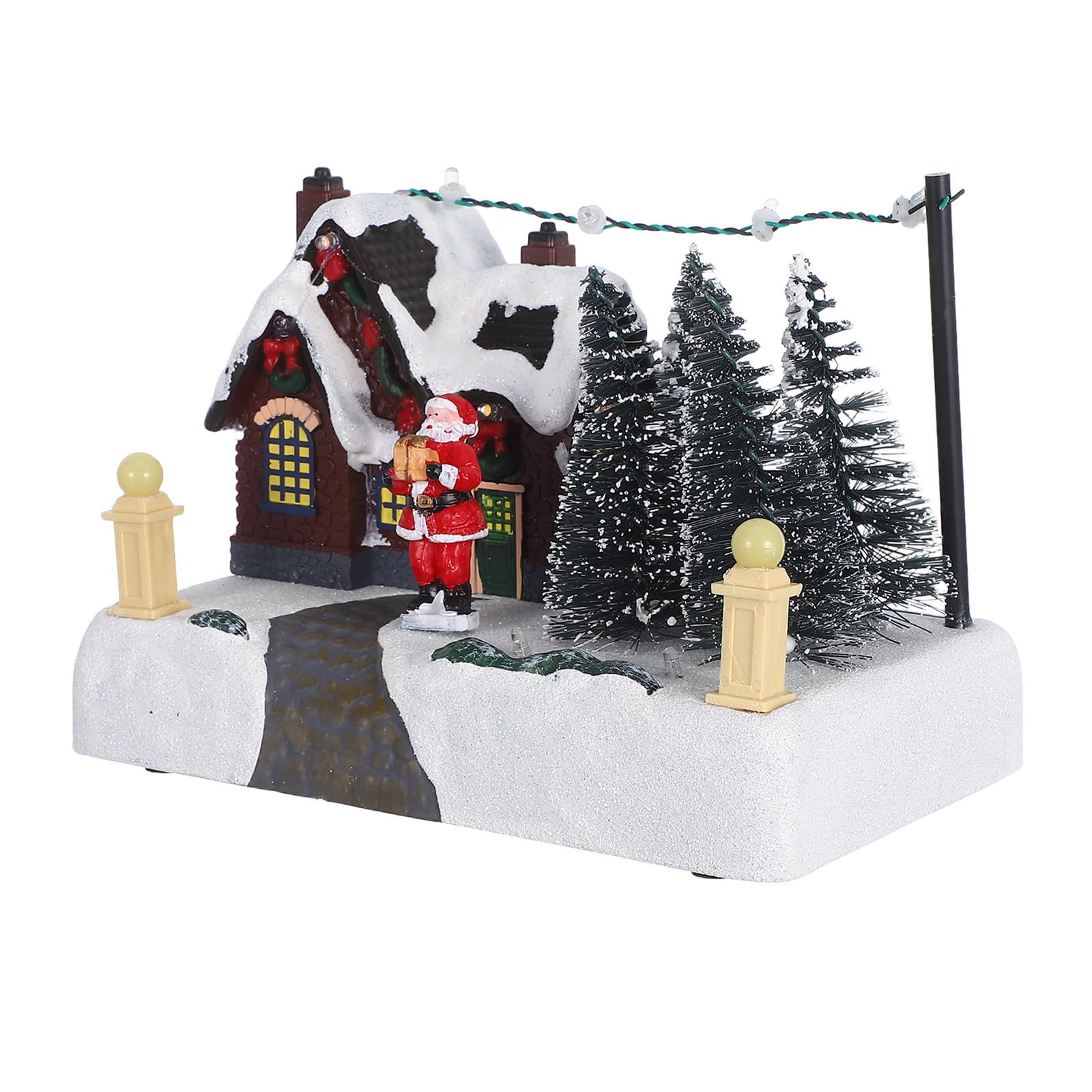 Decorazione Natalizia in Resina con Luce LED e Funzione Musicale, Centrotavola Versatile per Casa e Ufficio, Design Elegante per Feste di Natale