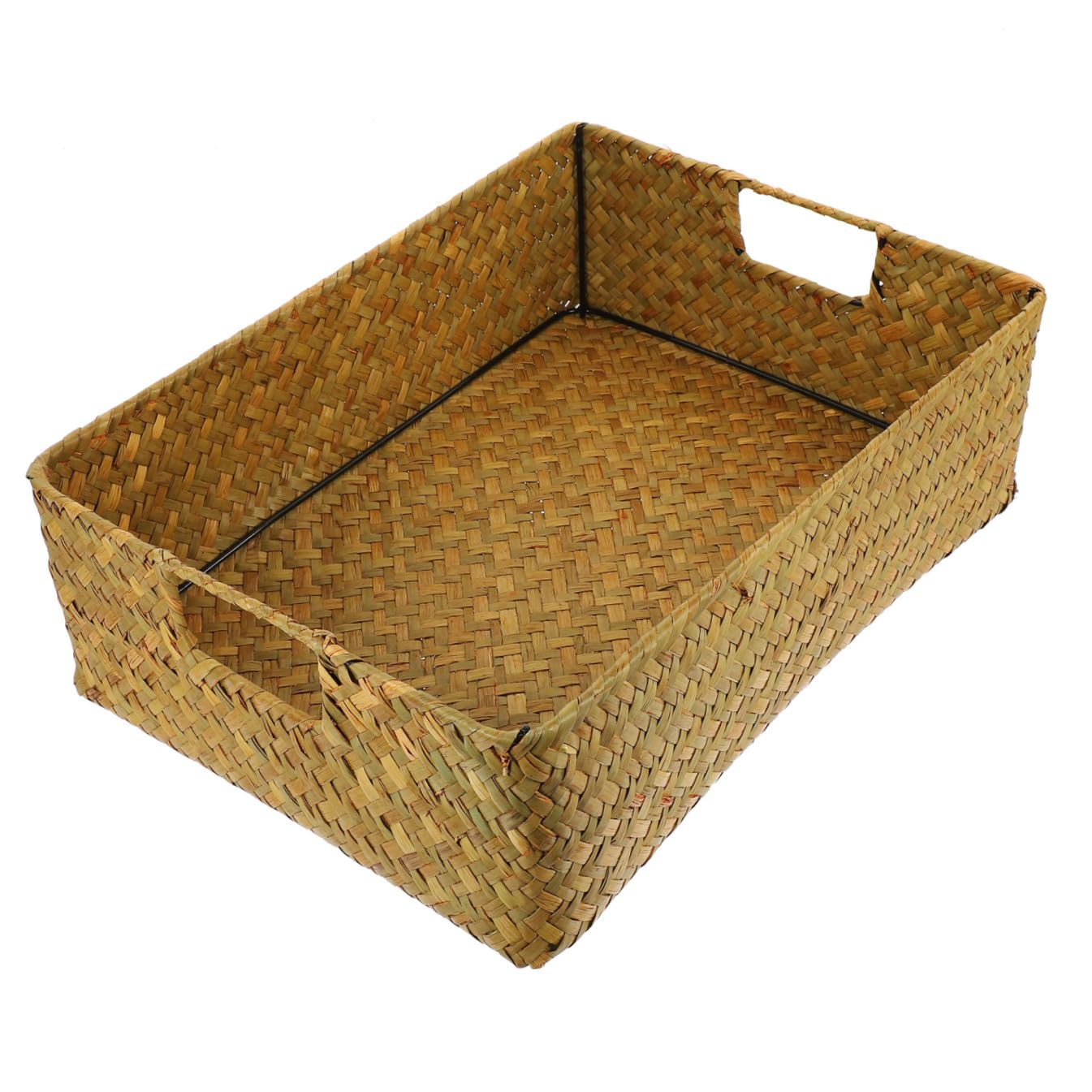 Toyvian Cesta Rectangular de Algas Natural Grande Hecha a Mano, Caja de Almacenamiento Separador para Hogar, Organizador Multifuncional para Dormitorio, Sala y Baño