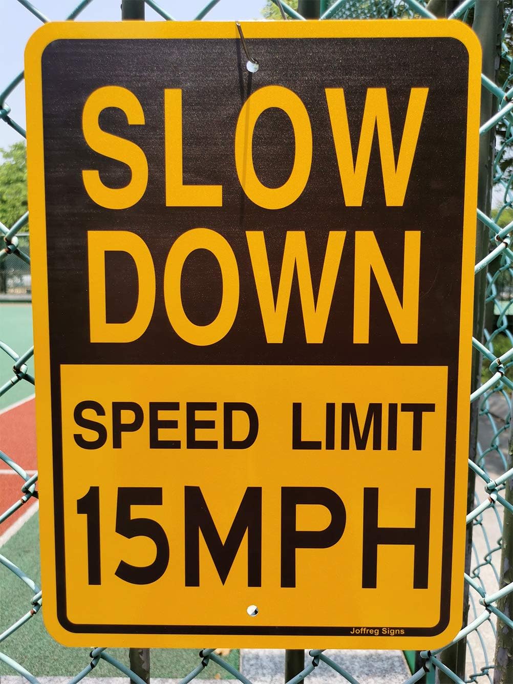 Joffreg Slow Down Speed Limit 15 MPH Sign,17 x12 Inches,Reflective Aluminum (4 Pack)