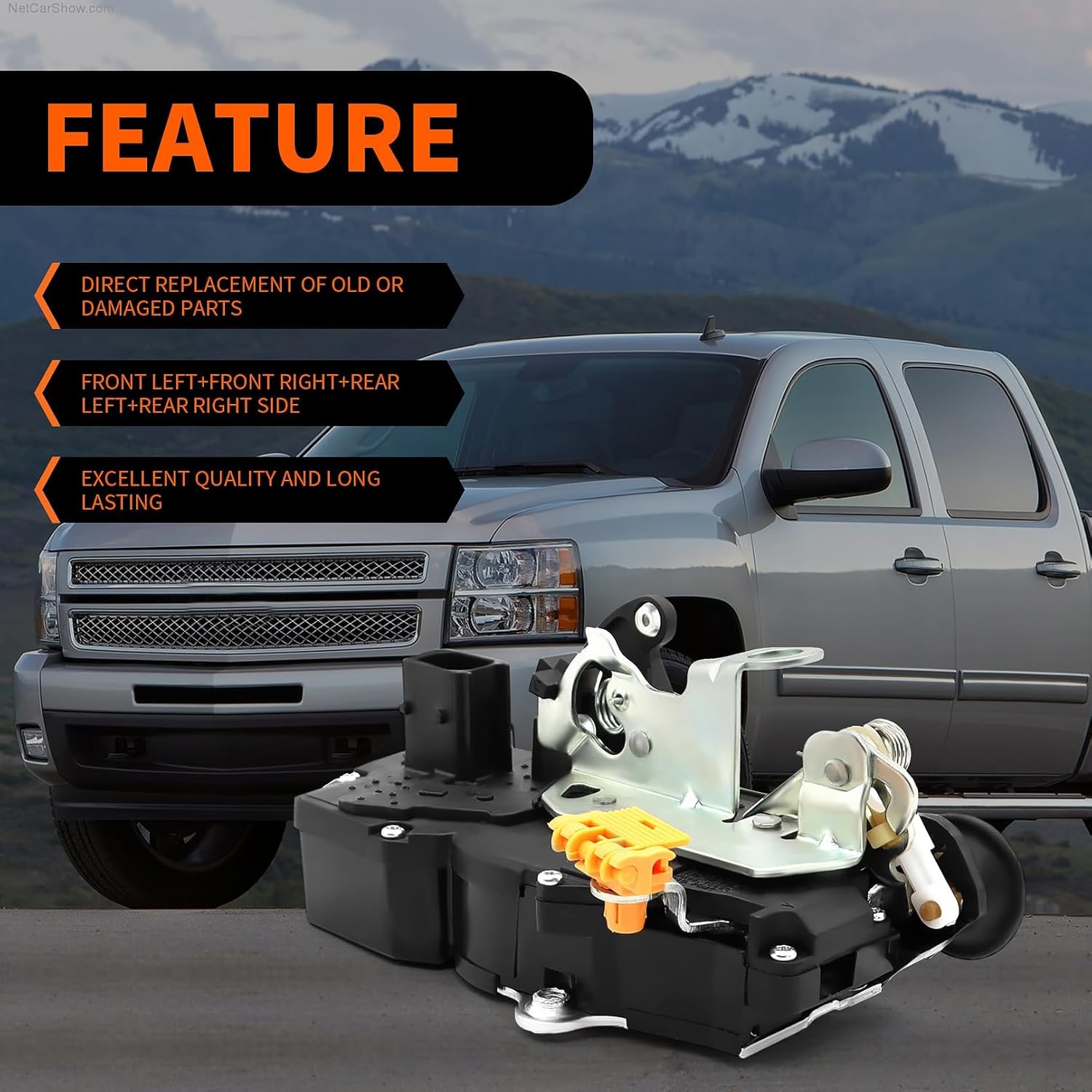 4Pcs Front & Rear Door Lock Actuators Compatible with Sierra Yukon Silverado Tahoe 2007-2009 931-304 15785123
