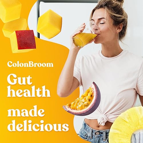 Miniatura 2 de ColonBroom Polvo de cáscara de psyllium con stevia (frutas tropicales)  Limpieza de colon para alivio de la hinchazón y salud intestinal  Bebida en