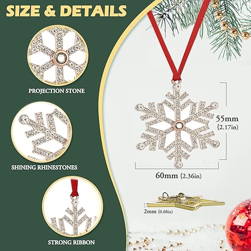 Miniatura 3 de 3 adornos colgantes para árbol de Navidad, decoración de Navidad, decoración de Navidad, decoración de regalo de recuerdo (copo de nieve dorado rosa)