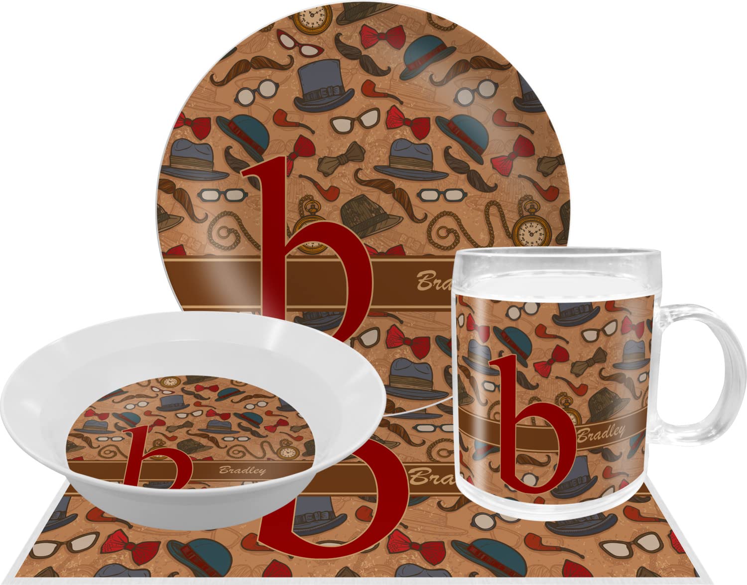 Personalized Vintage Hipster Melamine Bowl - 12 oz