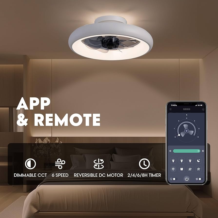M❣️ LUDOMIDE Ceiling Fans with Lights and Remote, 15'' Low