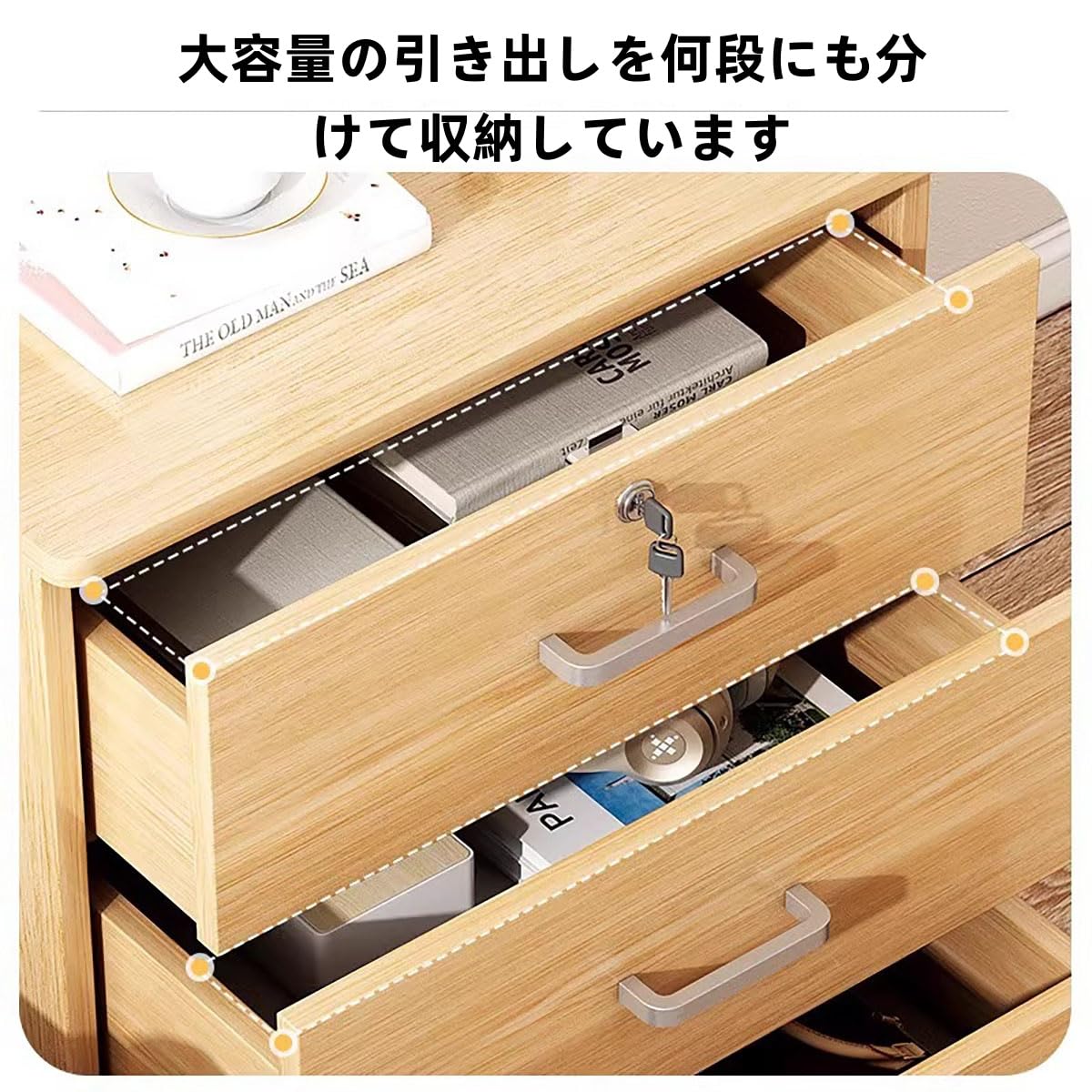 脇棚 オフィスワゴン 木製 鏡面仕上げ　3段引き出し キャスター付き Amazon.co.jp: Xixining デスクワゴン サイドワゴン キャビネット