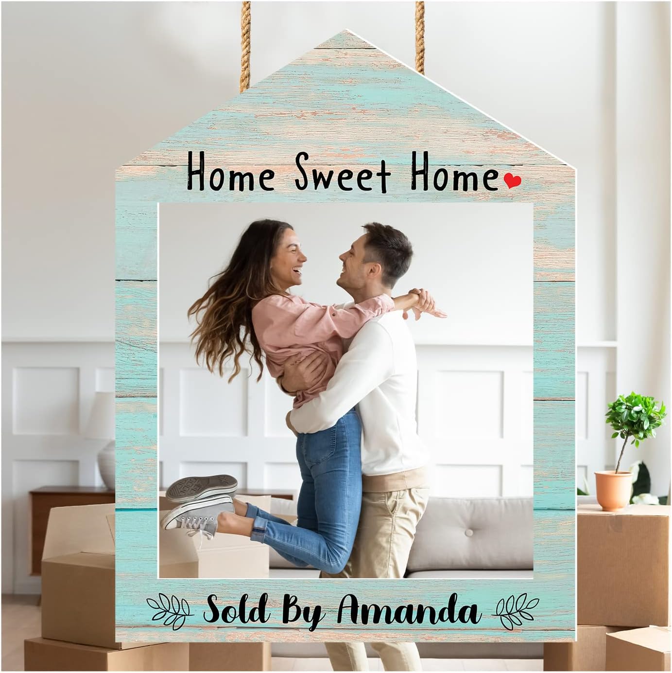 Real Estate Photobooth Frame, Realtor Marketing Supplies, Personalized Photo Booth Frame, Custom House Photo Frame, Real Estate Photo Props, Sold Sign Photo Frame - Bright Wood Size M