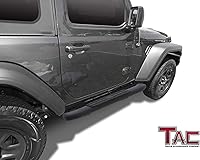 Vista 2 de TAC - Estribos laterales para Jeep Wrangler JL 2018-2024 de 2 puertas, SUV de 4.25 pulgadas, textura ovalada, barras laterales negras