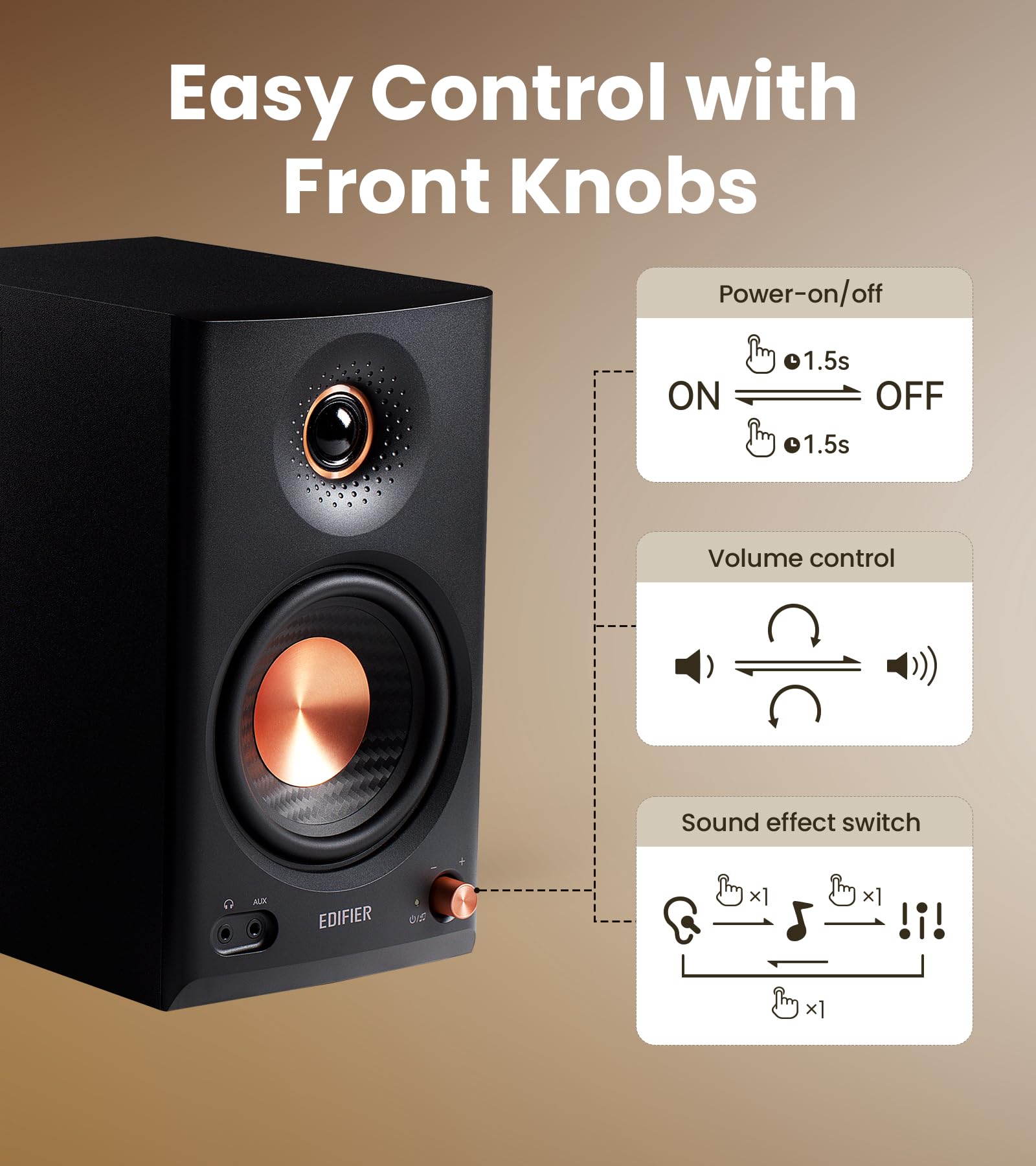 Edifier MR4.5 aktive Studio-Lautsprecher | Hi-Res Monitor 80 Watt | XLR, TRS, RCA + AUX | Bluetooth 6.0 Multipoint | LDAC-Wireless 24 bit/96 kHz | ConneX-App | EQ + Front-Regler (Schwarz)