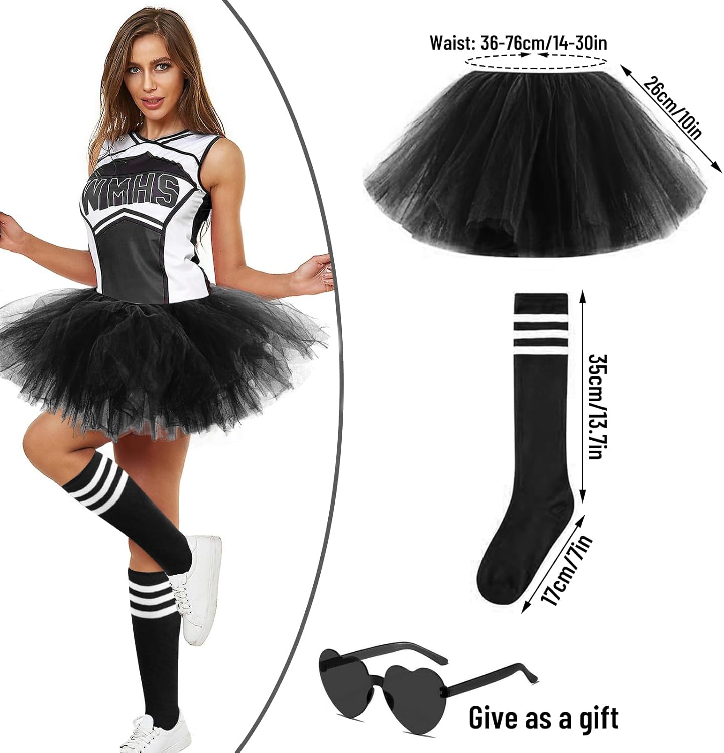 Tutus for Women Adult,5 Layered Tulle Neon Tutu Skirt with Tube Socks & Sunglasses for Carnival Running Party Ballet Dance - Image 2