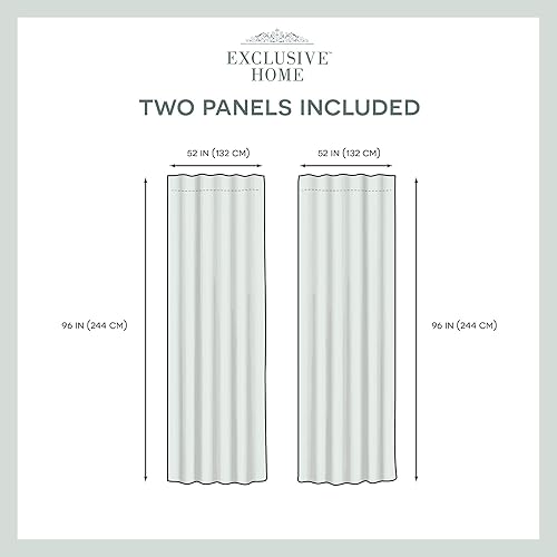 Miniatura 6 de Exclusive Home Zeus Solid Par de paneles de cortinas opacas con pestañas ocultas y bolsillo para barra, 52 x 96 pulgadas, color blanco invierno
