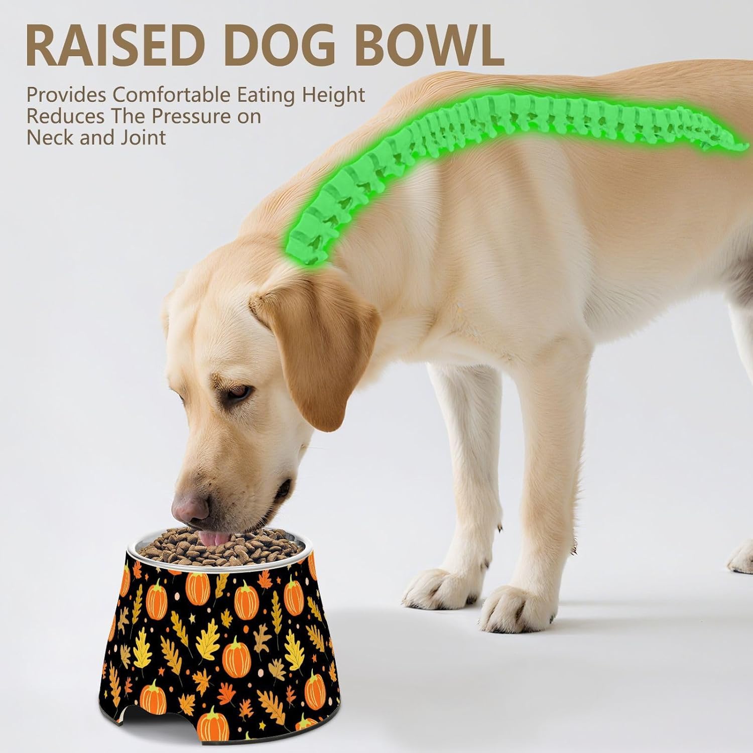 Autumn Fall Pumpkin Leaves Thanksgiving Pet Bowl Elevated Dog Bowls with Stainless Steel, Raised Dog Bowl for Comfortable Feeding and Easy Cleaning, for Pets.23301032