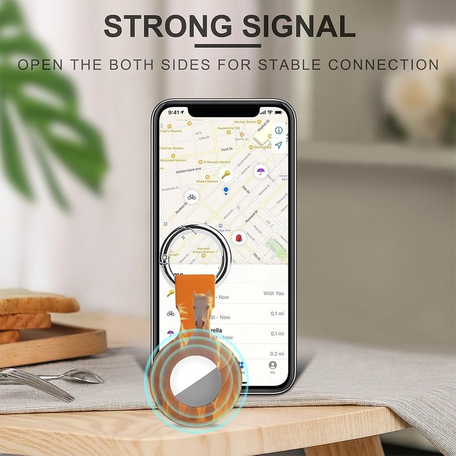 Running Horse Sunset Dust Case Compatible with AirTag Holder Cover with Keychain Ring for Bags Luggages