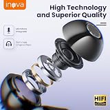 INAVA Fone de Ouvido de Nova Geração,Bluetooth 6.0,50h de Autonomia,À Prova d'Água IPX6,Microfone ENC,Conforto Leve para Esportes,Orelhas Pequenas e Óculos (Preto) — imagem 4