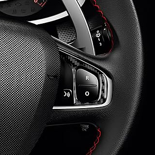 KUNGKIC Real Carbon Fibre Car Steering Wheel Frame Steering Wheel Buttons Steering Wheel Chin Sticker for Renault Clio 4 Mk4 IV 2013 2014 2015 2016 2017 2018 Interior Decoration Accessories (Type A