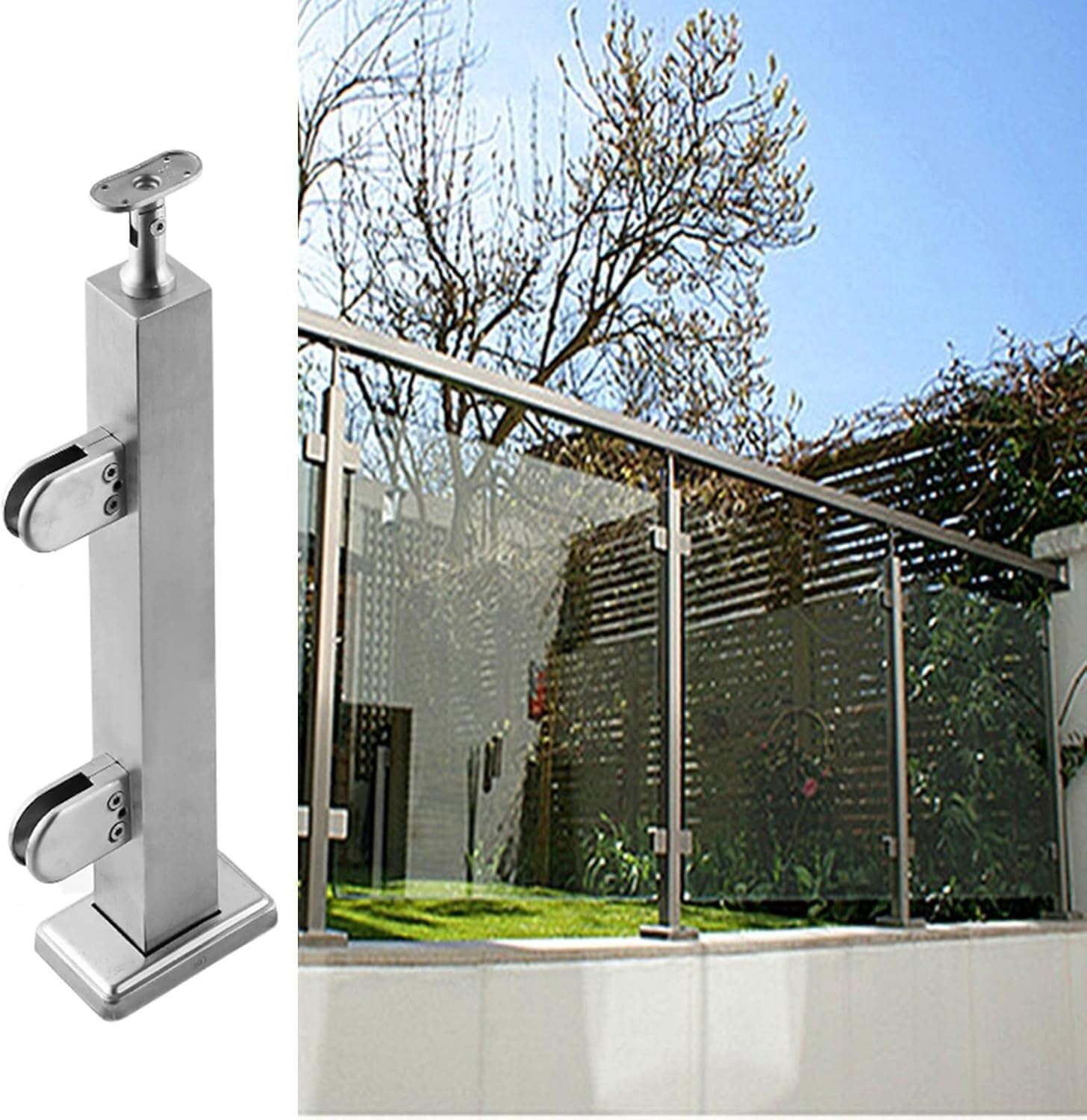 Poteau de garde-corps réglable pour corriger les pentes d'escalier