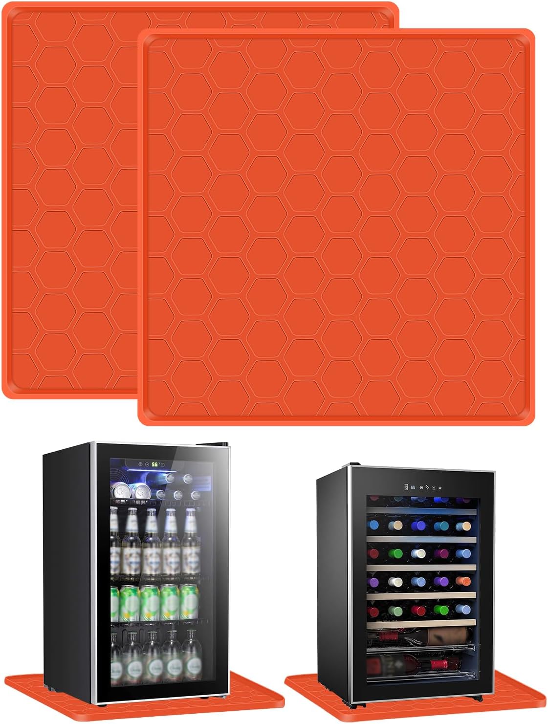 2Pack Mini Fridge Mat with Raised Edge, 23inch Small