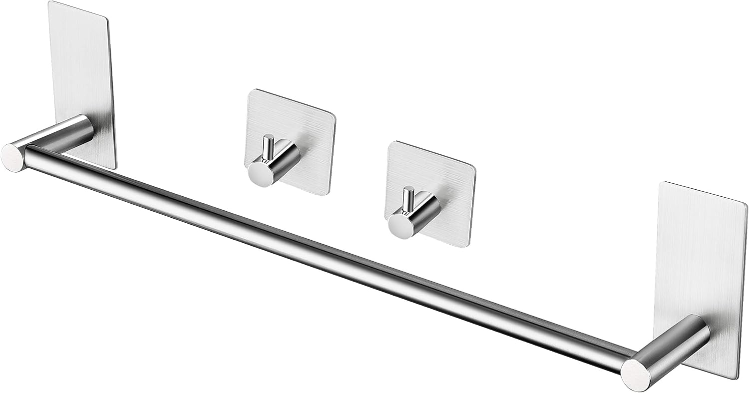 SUNTECH Towel Holders - Bathroom Hardware Set Includes 16 Inch Towel Bar, Robe Towel Hooks, SUS 304 Stainless Steel No Drilling