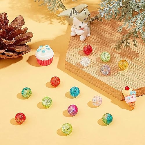 Miniatura 7 de 100 cuentas de vidrio agrietadas de 0.315 pulgadas (0.315 in), cuentas de vidrio para hacer joyas, cuentas agrietadas, cuentas sueltas, cuentas