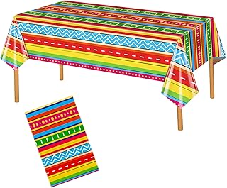 Hxezoc Cinco De Mayo Printed Tablecloths, 54 x 108 Inch Disposable Plastic Table Cover for Mexican Holiday Decorations Outdoor Indoor Party Supplies