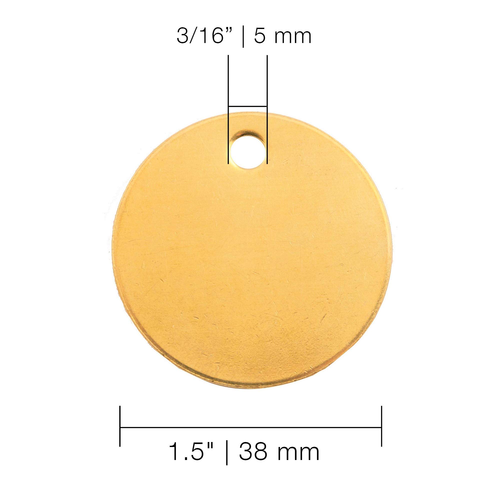 CH Hanson Metalowe półfabrykaty do stemplowania - 1-1/2" puste etykiety z otworami, imiona i etykiety dla zwierząt, sprzęt do etykiet - model 1098B, trwały mosiądz o grubości 18 (100 sztuk)