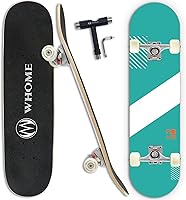Vista 10 de WHOME Pro - Patineta completa para adultos, jóvenes y niños principiantes, de 31 pulgadas, doble patada, cóncava, 8 capas de arce duro alpino