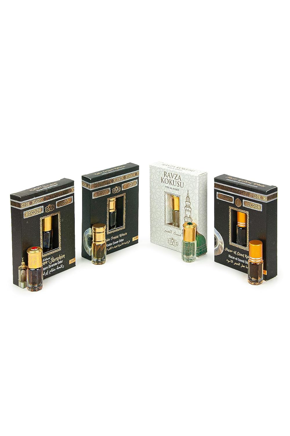 SODEF Hajj and Umrah Fragrance Set 4-Piece - Makam-ı İbrahim, Hacer-ül Esved, Kabe Örtüsü, Ravza Scents, Concentrated Perfume Oil, Traditional Aroma, One Size - One Size